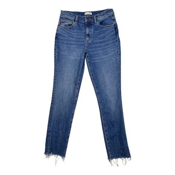 Oliver Logan Jeans Womens 26 Blue High Rise Raw Hem Straight Leg Denim Casual - Picture 1 of 12